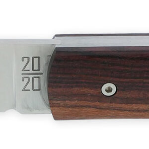 The 20 20 Full Folding Knife Violet Wood Handle 11cm Smooth Spring Customizable Brushed Finish