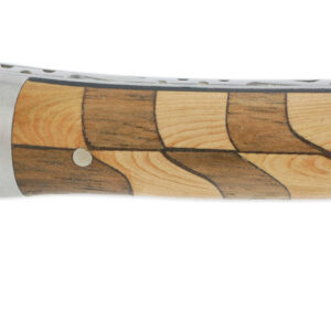 Laguiole En Aubrac Knife 1 Piece 12 Cm Damier Walnut And Juniper Handle 2 Brushed Stainless Steel Bolsters