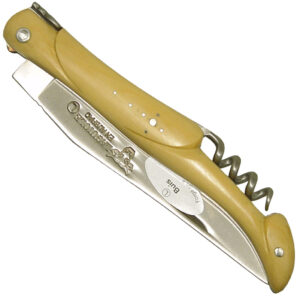 Laguiole En Aubrac Knife 2 Pieces 12 Cm Boxwood Full Handle Brushed Finish With Corkscrew