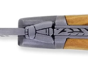 Laguiole Yesterday Knife Olivewood Wild Boar Engraving Handle 1 Piece 12cm 2 Brushed Stainless Steel Bolsters