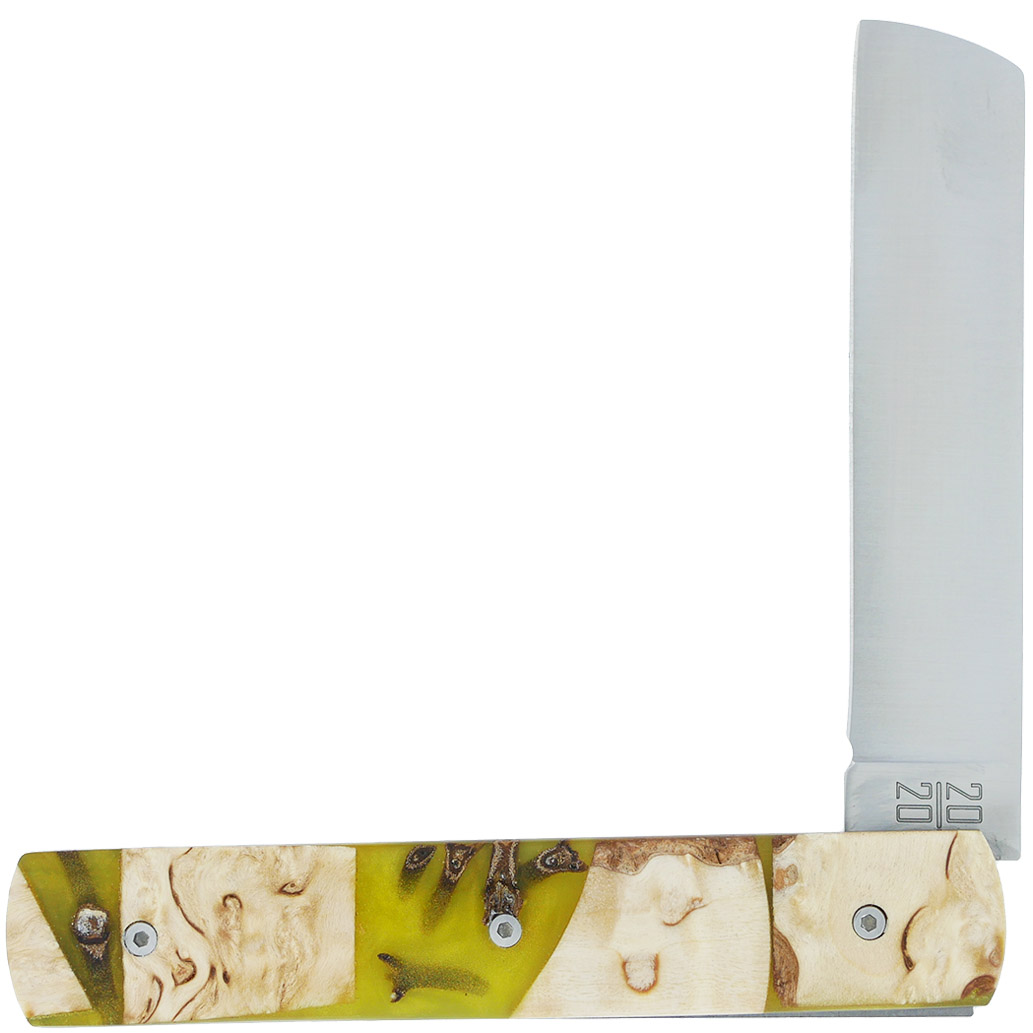 Le 2020 Couteau Pliant Plein Manche Avec Bois De Bouleau Resine Verte Avec Inclusion De Clous De Girofle 11cm Ressort Lisse Personnalisable 00 1