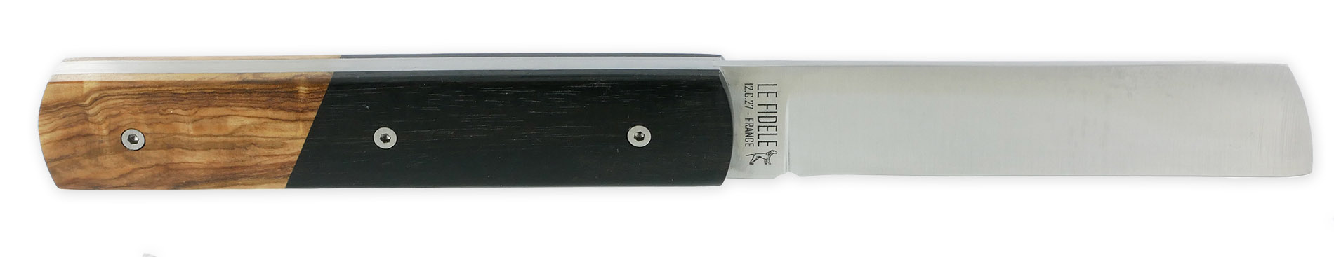 Le 2020 Couteau Pliant Plein Manche Bi Matiere Ebene Olivier 11cm Ressort Lisse Personnalisable 03