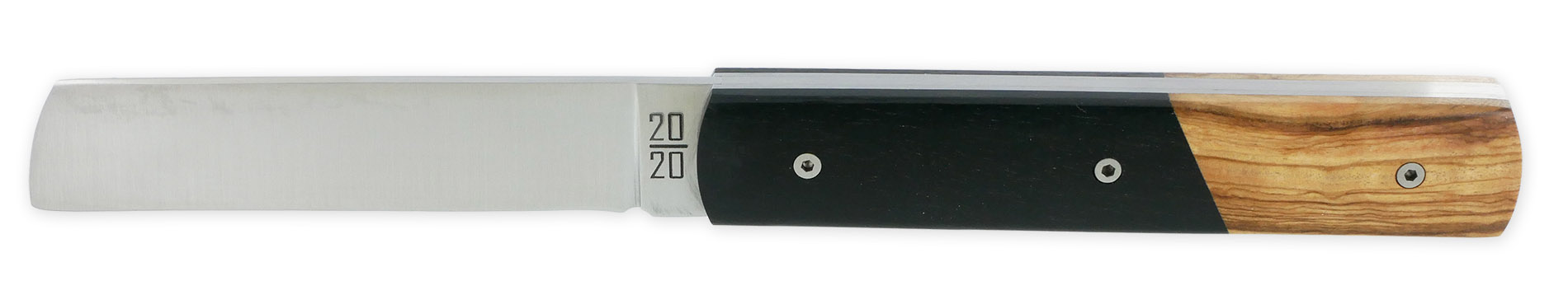Le 2020 Couteau Pliant Plein Manche Bi Matiere Ebene Olivier 11cm Ressort Lisse Personnalisable 04