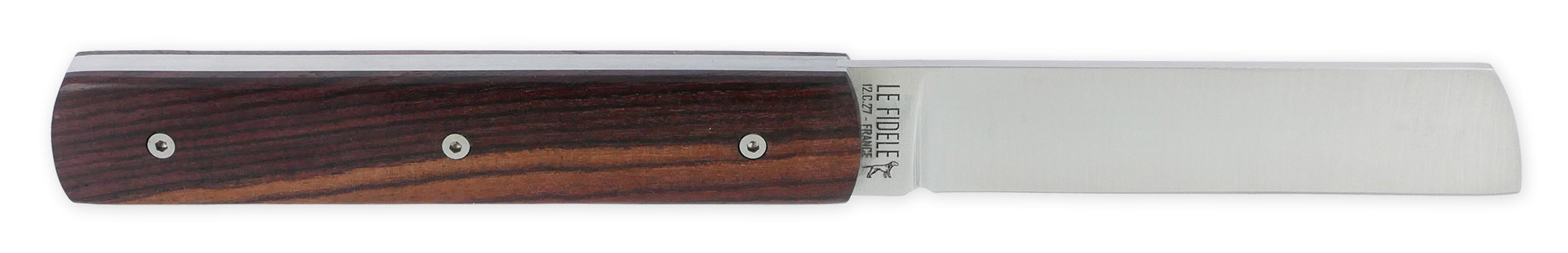 Le 2020 Couteau Pliant Plein Manche Bois De Violette 11cm Ressort Lisse Personnalisable Finition Brossee 01