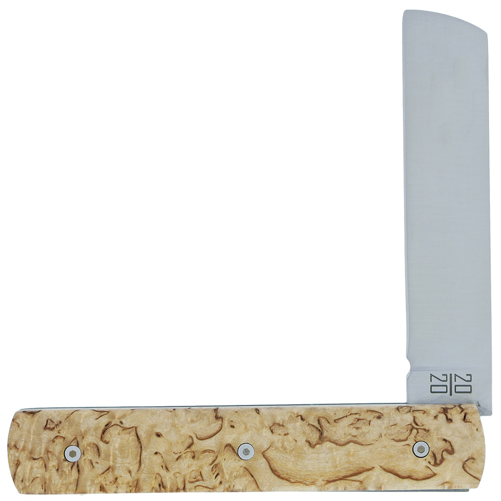 Le 2020 Couteau Pliant Plein Manche Bouleau 11cm Ressort Lisse Personnalisable Finition Brossee 00