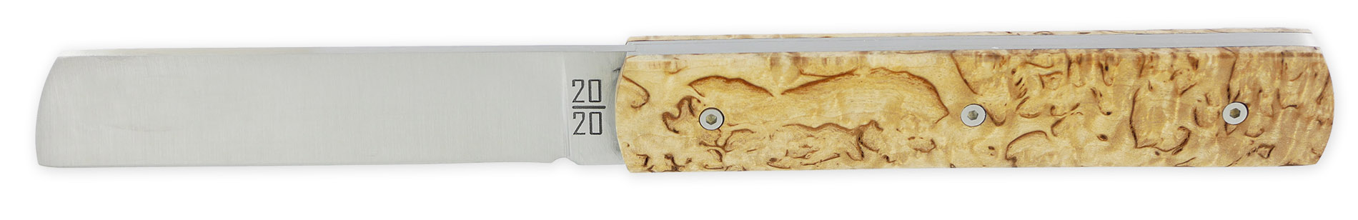 Le 2020 Couteau Pliant Plein Manche Bouleau 11cm Ressort Lisse Personnalisable Finition Brossee 02