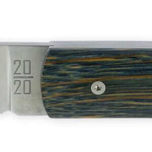 Le 2020 Couteau Pliant Plein Manche Chene Stabilise Teinte Bleu 11cm Ressort Lisse Personnalisable 04