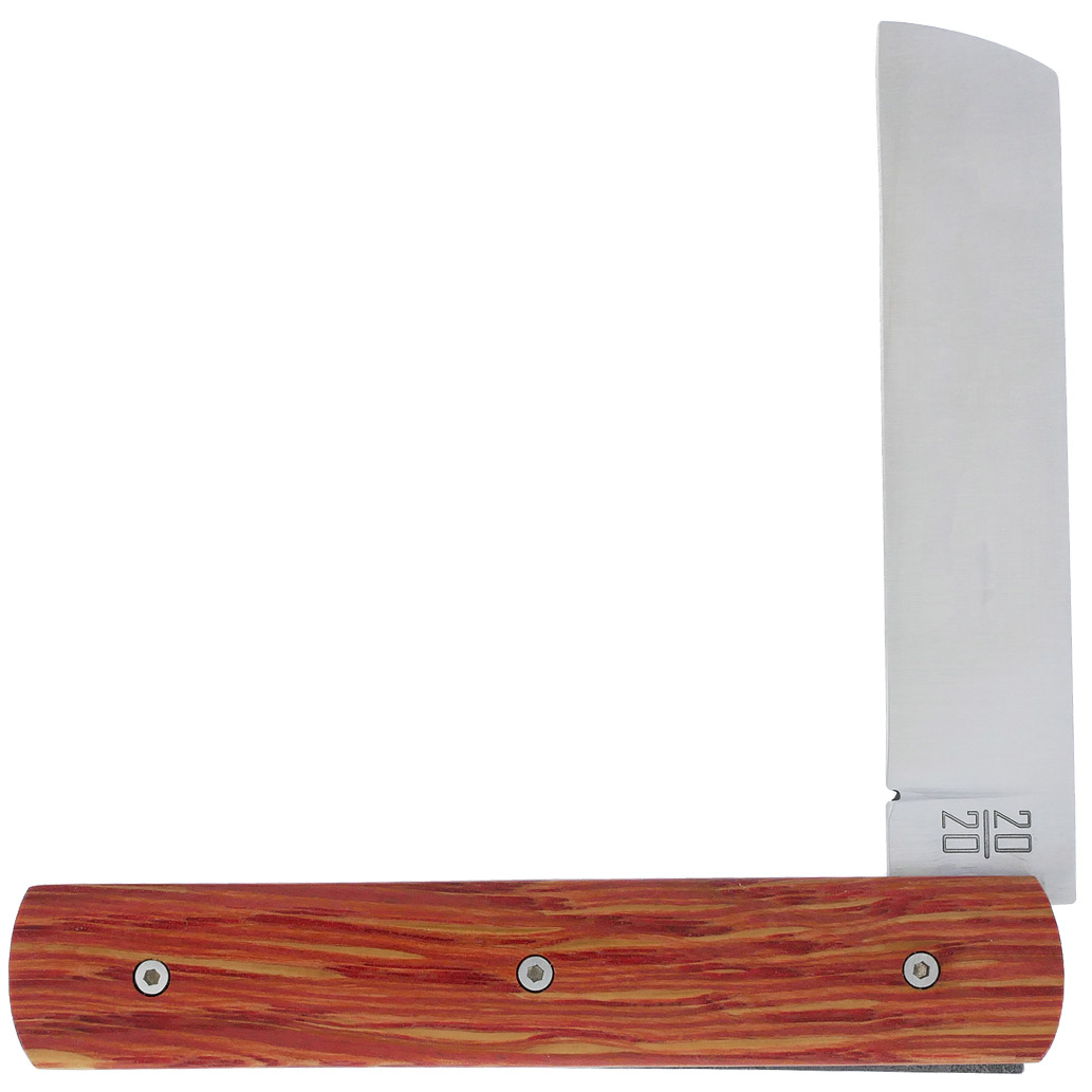 Le 2020 Couteau Pliant Plein Manche Chene Stabilise Teinte Rouge 11cm Ressort Lisse Personnalisable 00