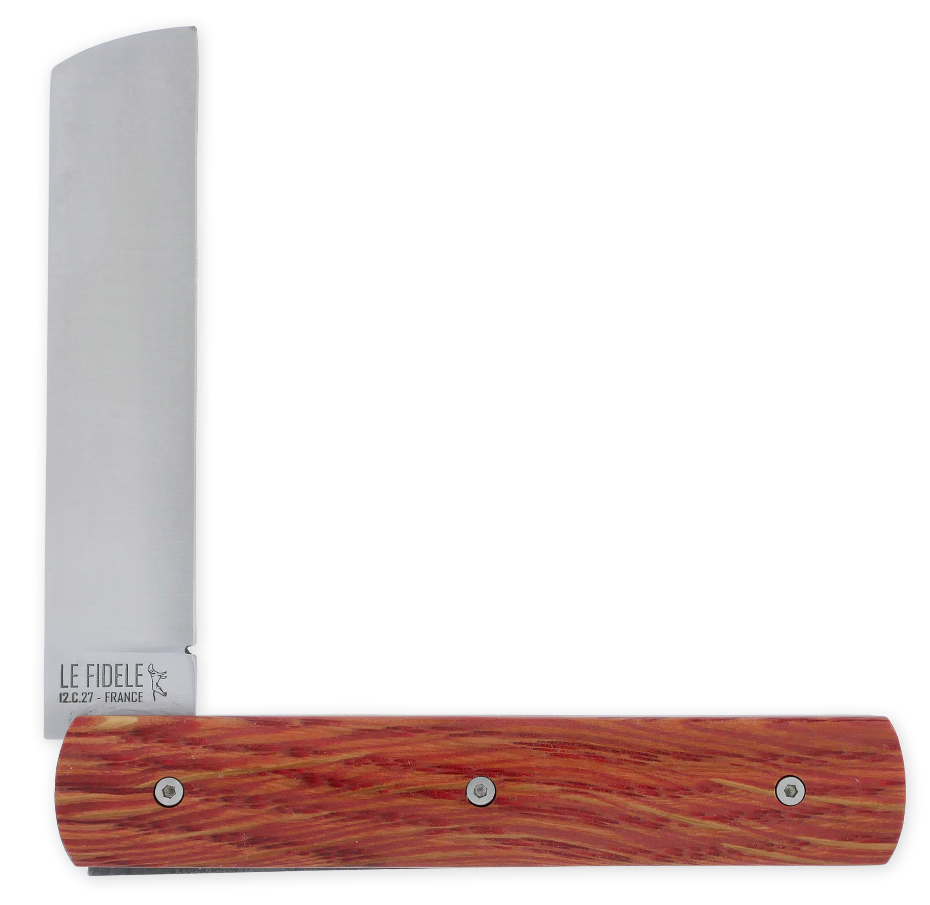 Le 2020 Couteau Pliant Plein Manche Chene Stabilise Teinte Rouge 11cm Ressort Lisse Personnalisable 01