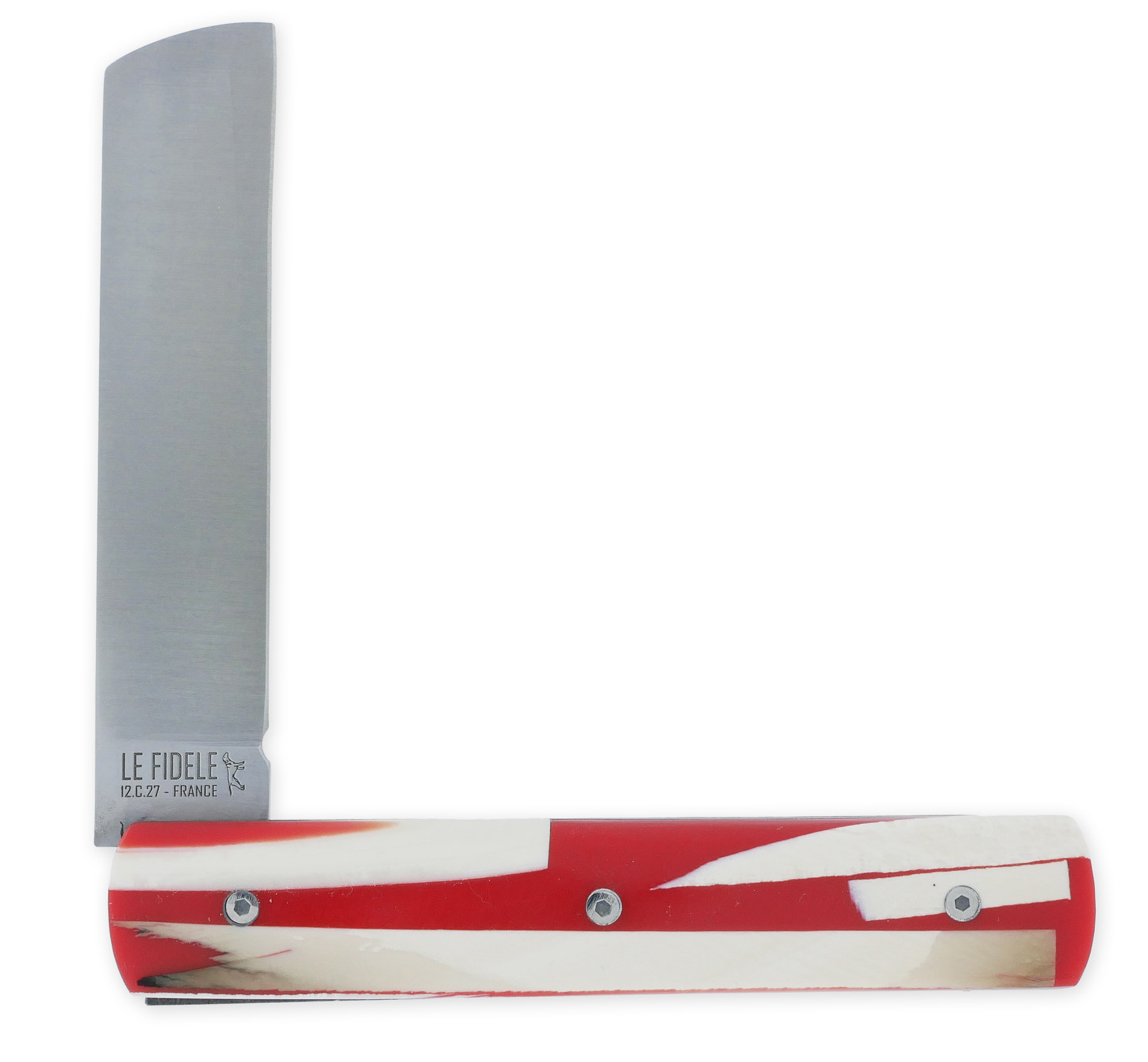 Le 2020 Couteau Pliant Plein Manche En Eclats De Mammouth Et Resine Rouge 11cm Ressort Lisse Personnalisable 01