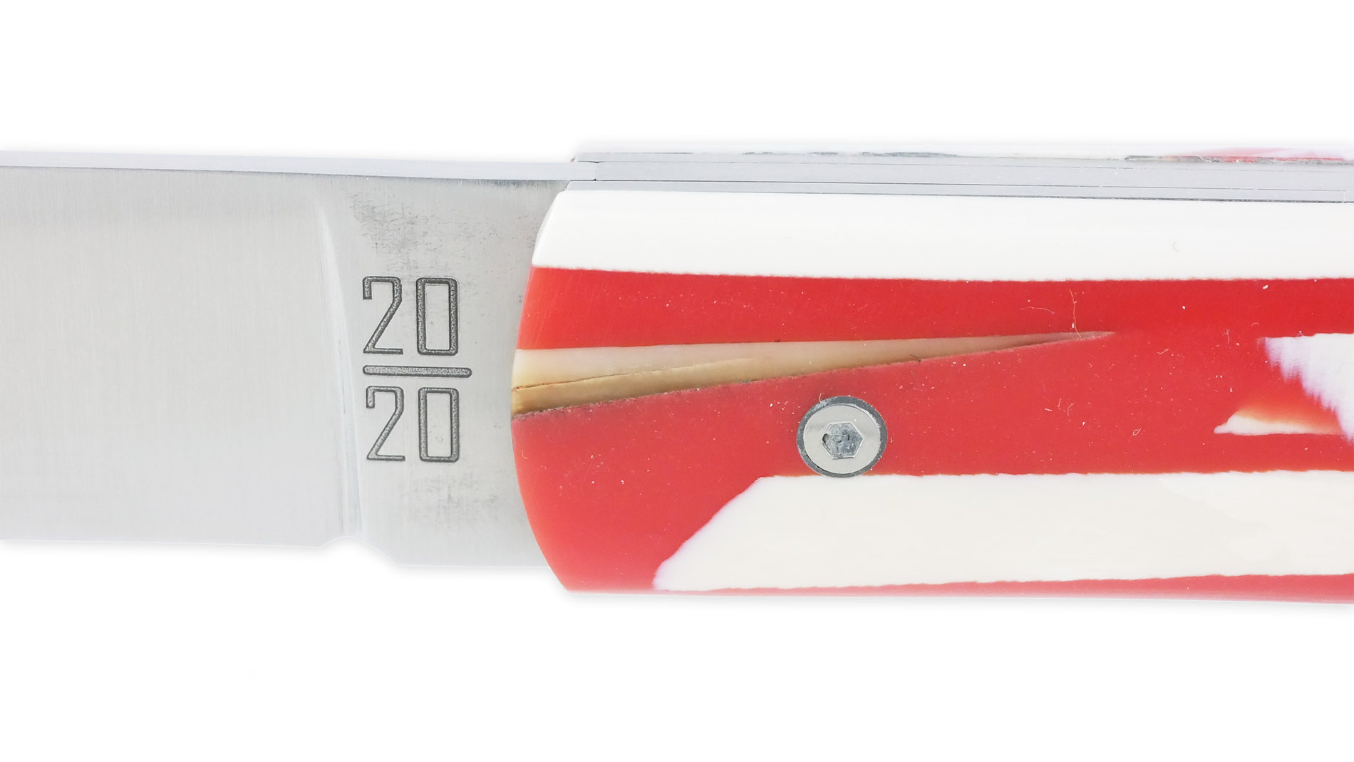 Le 2020 Couteau Pliant Plein Manche En Eclats De Mammouth Et Resine Rouge 11cm Ressort Lisse Personnalisable 02