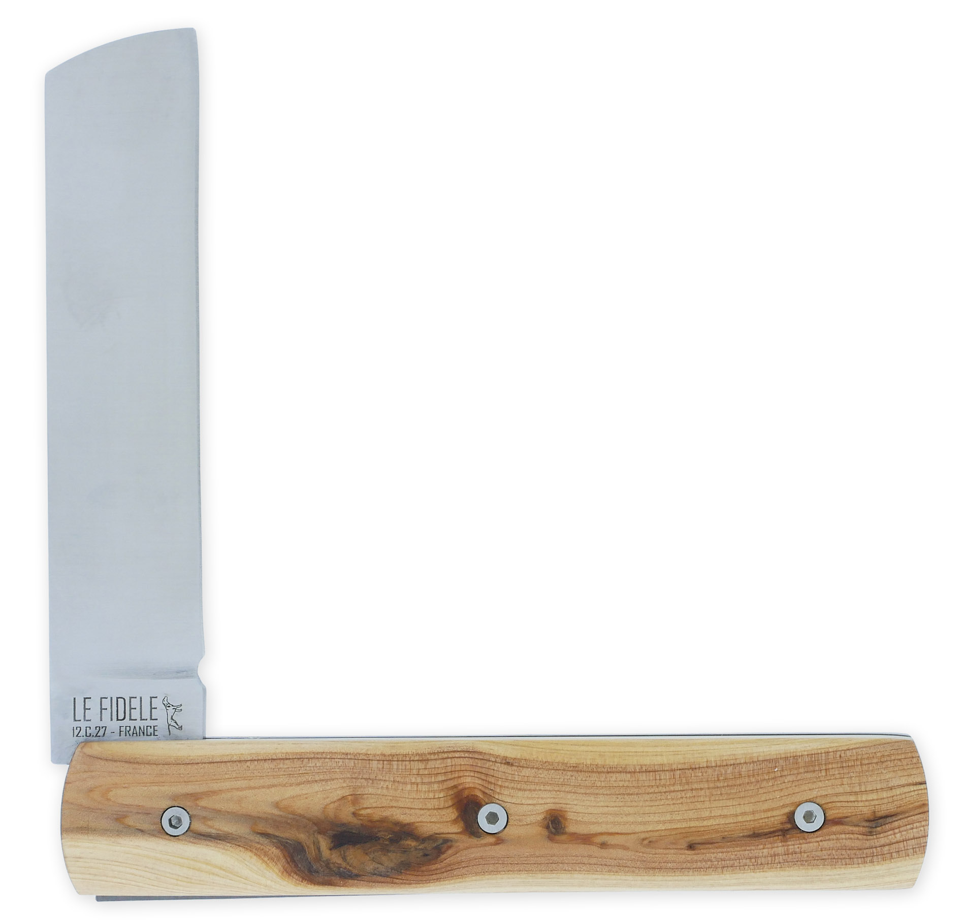 Le 2020 Couteau Pliant Plein Manche Genevrier 11cm Ressort Lisse Personnalisable Finition Brossee 01