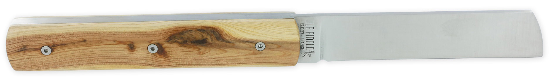 Le 2020 Couteau Pliant Plein Manche Genevrier 11cm Ressort Lisse Personnalisable Finition Brossee 03