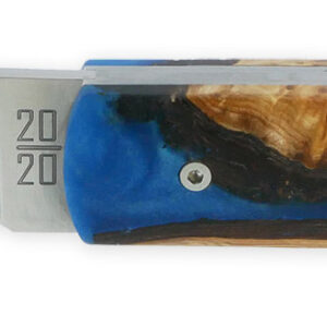 Le 2020 Couteau Pliant Plein Manche Genevrier Stabilise Teinte Bleu 11cm Ressort Lisse Personnalisable 04