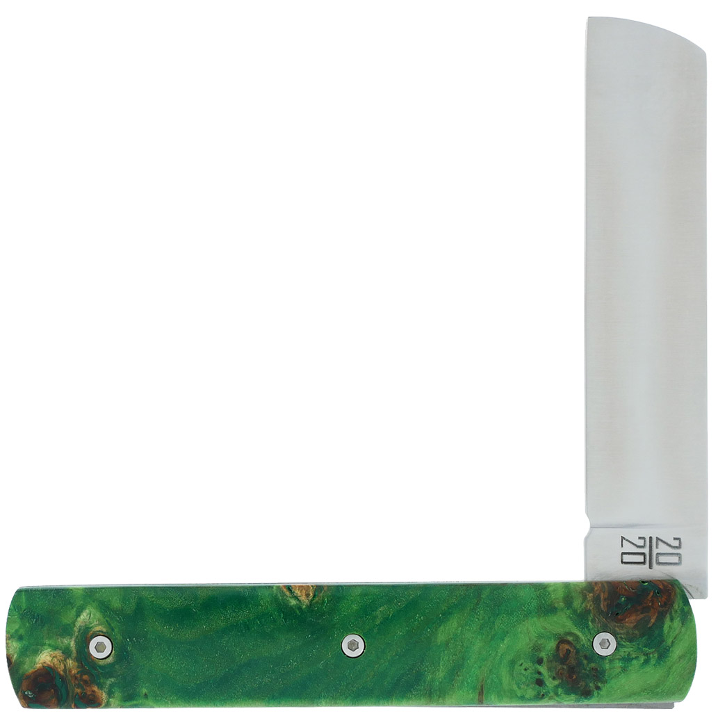 Le 2020 Couteau Pliant Plein Manche Loupe De Peuplier Stabilise Teinte Vert 11cm Ressort Lisse Personnalisable 00