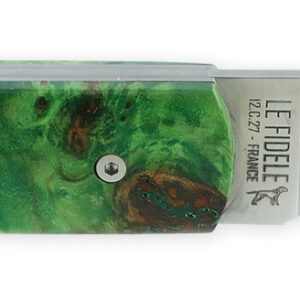 Le 2020 Couteau Pliant Plein Manche Loupe De Peuplier Stabilise Teinte Vert 11cm Ressort Lisse Personnalisable 02