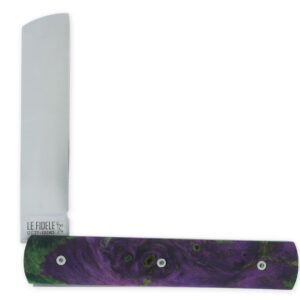 Le 2020 Couteau Pliant Plein Manche Loupe De Peuplier Stabilise Teinte Vert Et Mauve 11cm Ressort Lisse Personnalisable 01