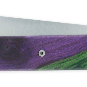 Le 2020 Couteau Pliant Plein Manche Loupe De Peuplier Stabilise Teinte Vert Et Mauve 11cm Ressort Lisse Personnalisable 02