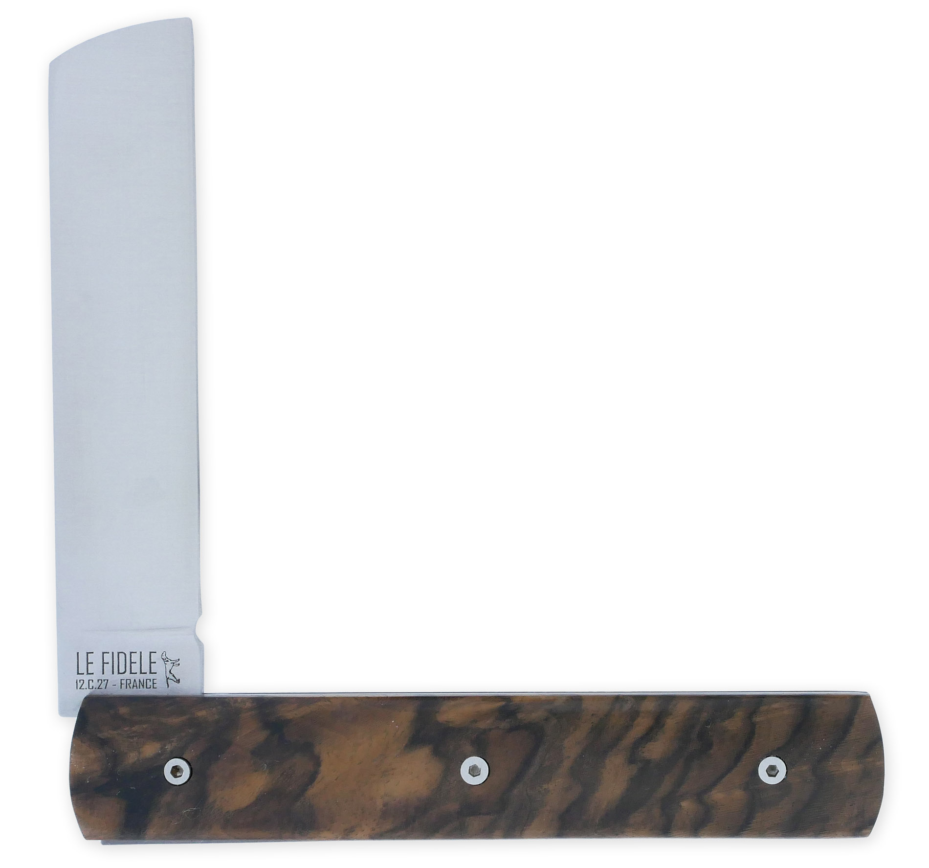 Le 2020 Couteau Pliant Plein Manche Noyer 11cm Ressort Lisse Personnalisable Finition Brossee 02